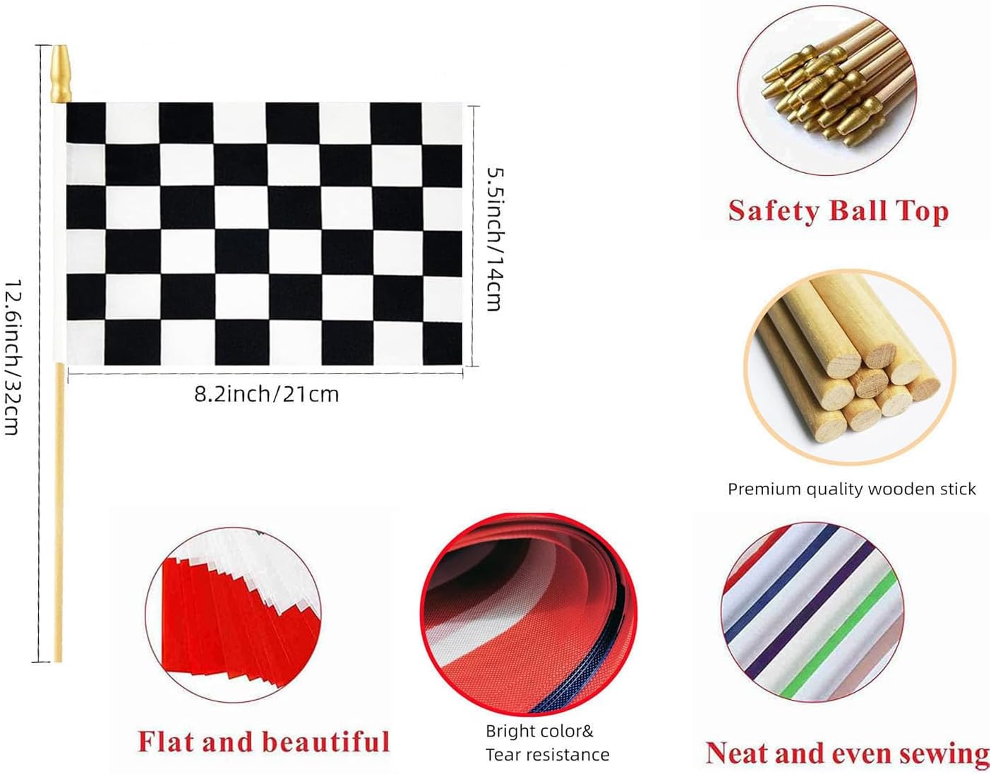 20 Pack Racing Flags Set, 5x8 Inch Checkered Black and White Flags Multicolor Racing Mini Flag Racing Signal Flags, for Race Car Party Decorations, Sports Events, Motorsport Themed Party Supplies image 2
