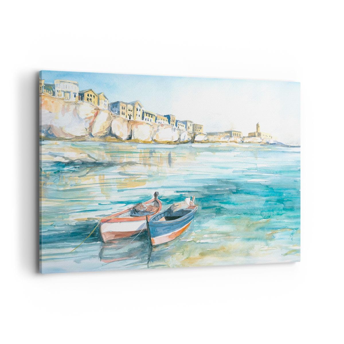Lienzo Decorativo 120x80cm Moderno Horizontal Arquitectura Paisajes - 5193 | Paisaje Mar Barco Cuadro sobre Lienzo Grande Arte mural Decoración del Hogar Salón Dormitorio Cocina Oficina Cuadros de Pared