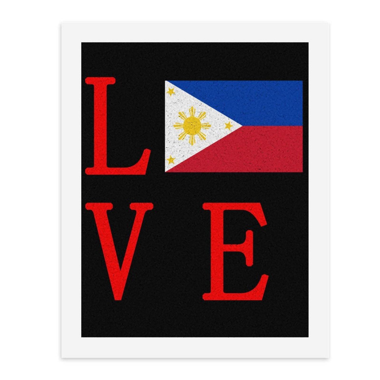Lustiges Malen nach Zahlen für Erwachsene, Motiv: Liebe Philippinen-Flagge, vertikales Baumwollgemälde, digitales Ölgemälde, Heimdekoration, Geschenk, 65 x 50 cm