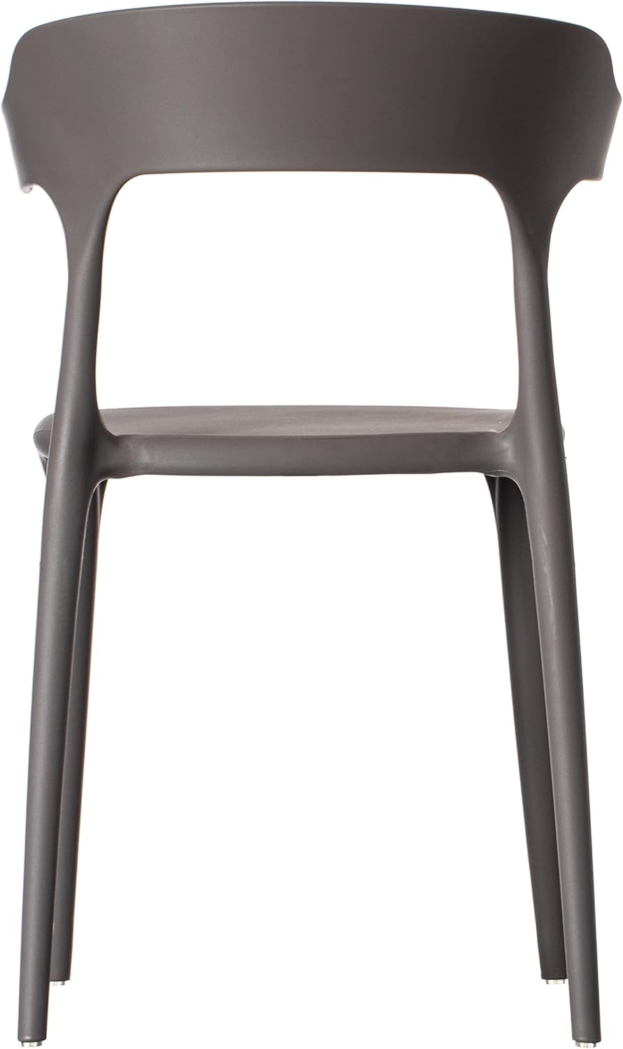 Fabulaxe Modern Plastic Outdoor Dining Chair with Open U Shaped Back, Grey