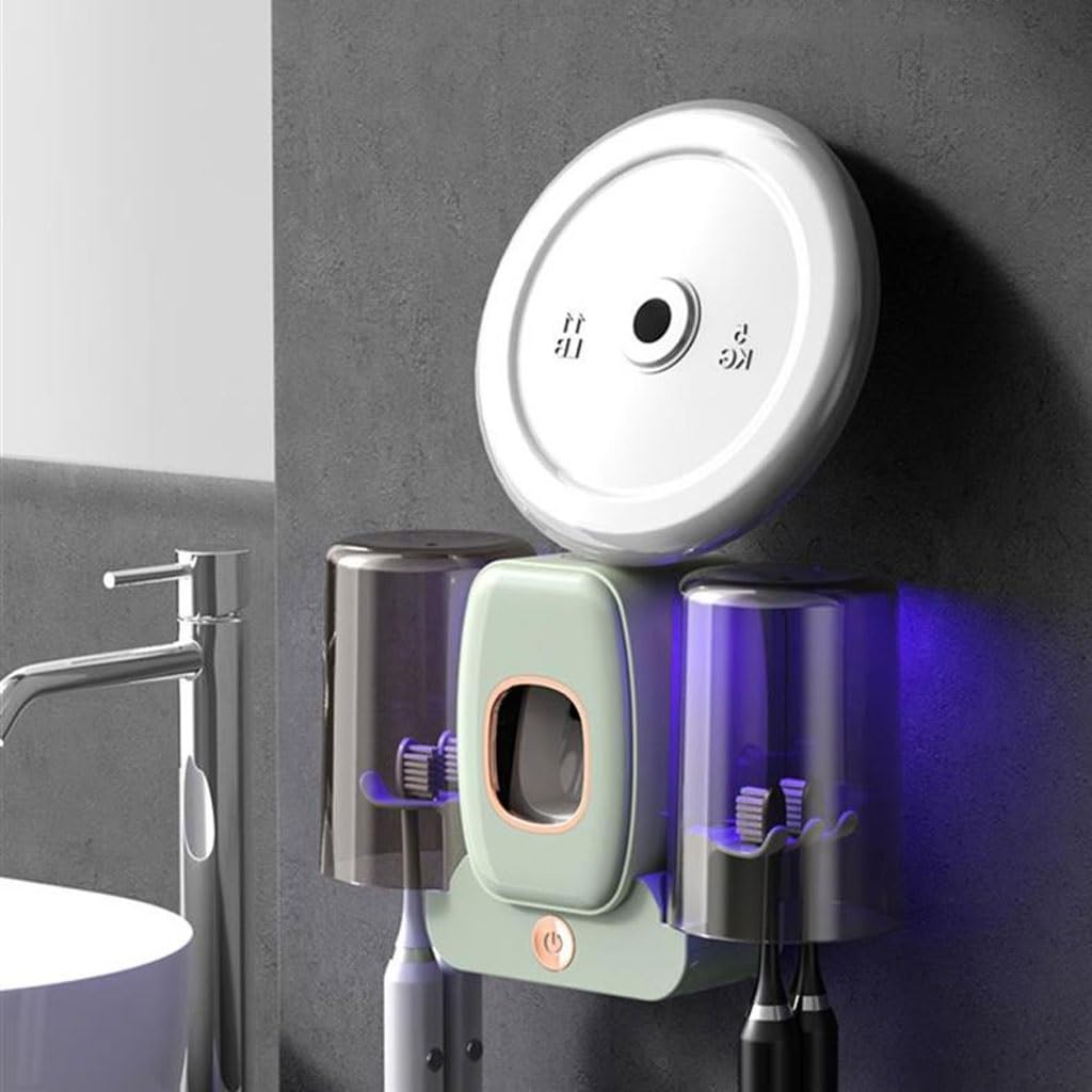 Estante para Cepillos de Dientes Doppelter Wand-Zahnbürstenhalter, hellgrau, schwarz, Badezimmer-Zahnpasta-Halter, Zahnpasta-Spender UntErstützen Sie die Toilettenspülung(B)
