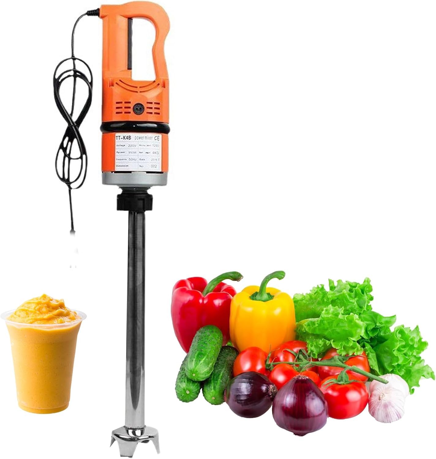 ZMJGLL Commercial Immersion Blender,Heavy Duty Electric Stick Blender W/Variable Speed Portable Mixer for Soup Smoothie Puree,Home Kitchen Restaurant, Safely Chopping (370mm rod)
