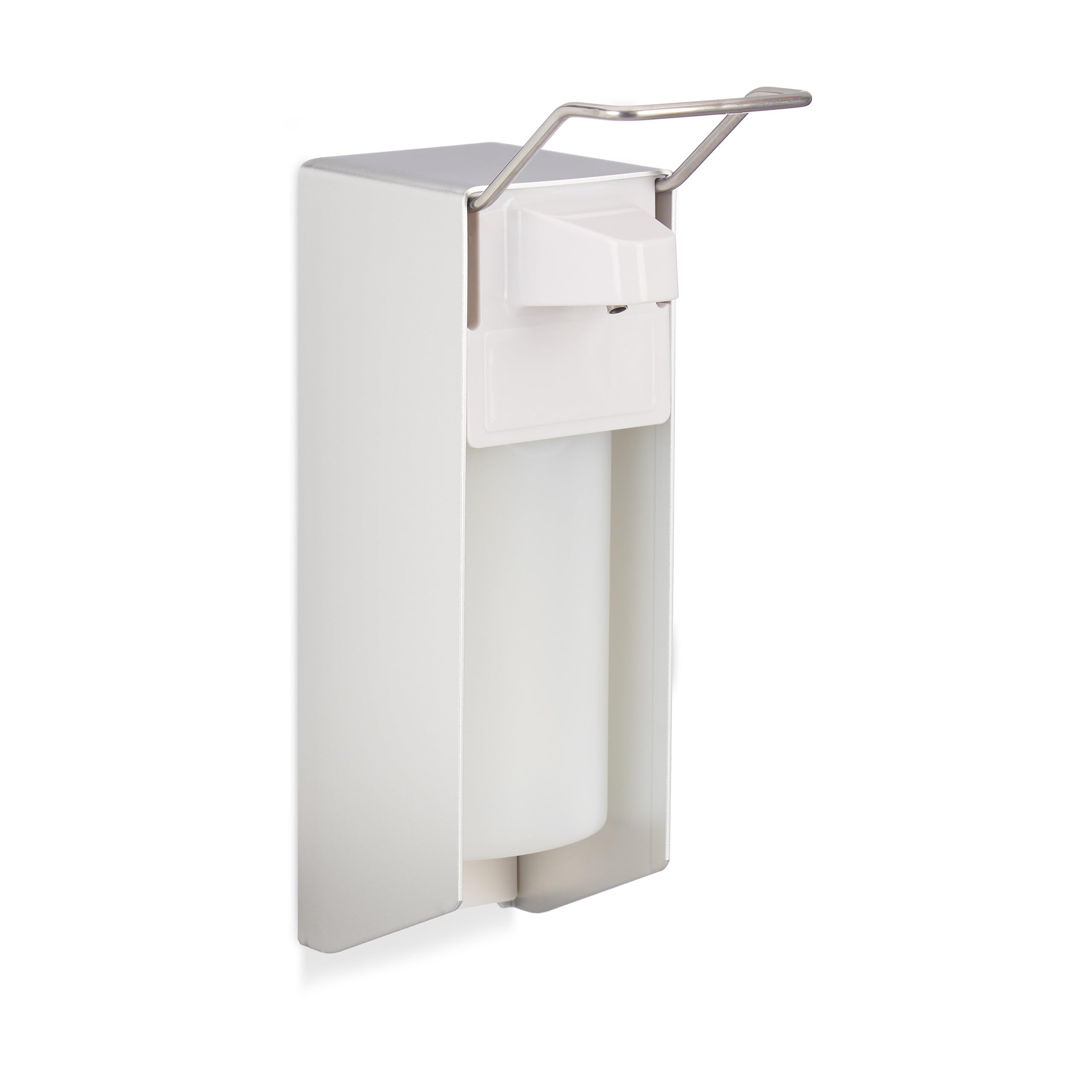 Relaxdays 2 x Eurospender 500 ml, intelligente Handhygiene, Seifenspender, Desinfektionsmittelspender, Bügel-Mechanik, weiß