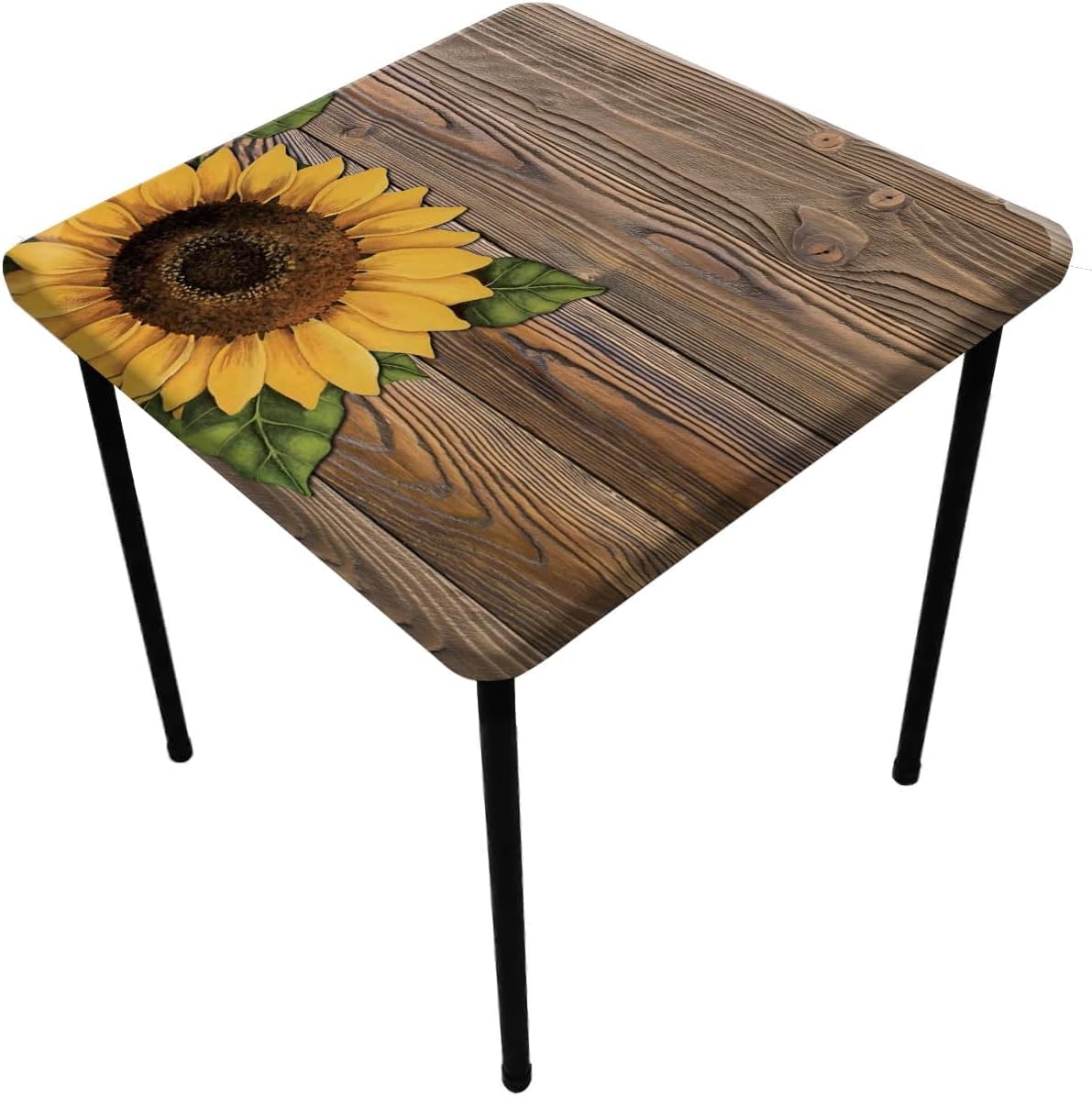 Nappe texturée bois élastique carrée motif floral Sunflower 32"