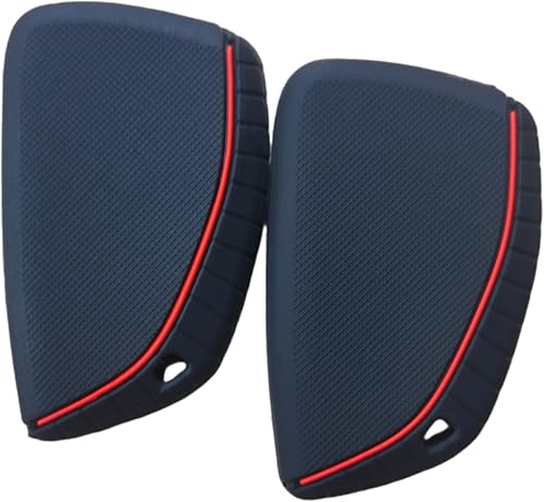 Miniatura 4 de RUNZUIE 2 fundas de silicona para llavero inteligente compatible con GMC Sierra 1500 Chevy Chevrolet Silverado 1500 2500HD 3500HD negronegro con rojo