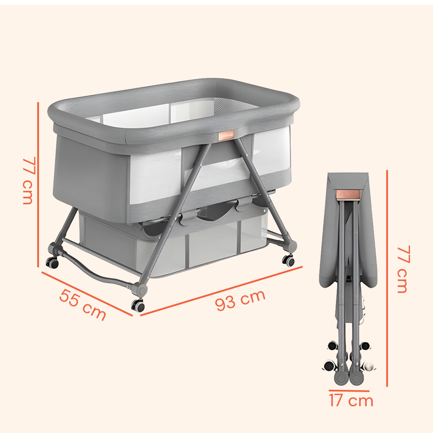 Avilia - Culla Neonato Pieghevole, Lettino per Bambini Co-Sleeping con Zanzariera Fotosensibile e Materasso Traspirante, Culla Fianco Letto Compatta e facile da Trasportare, Rapida Chiusura.