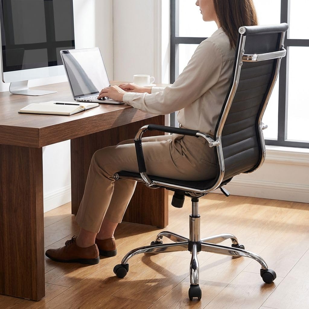 HEMAX Poltrona Direzionale Helsinki con Seduta Ergonomica Regolabile, Sedia | Sedia da Ufficio, Seduta Ergonomica Regolabile, Professionale per Studio e Lavoro, Design Elegante in Tessuto Tecnico