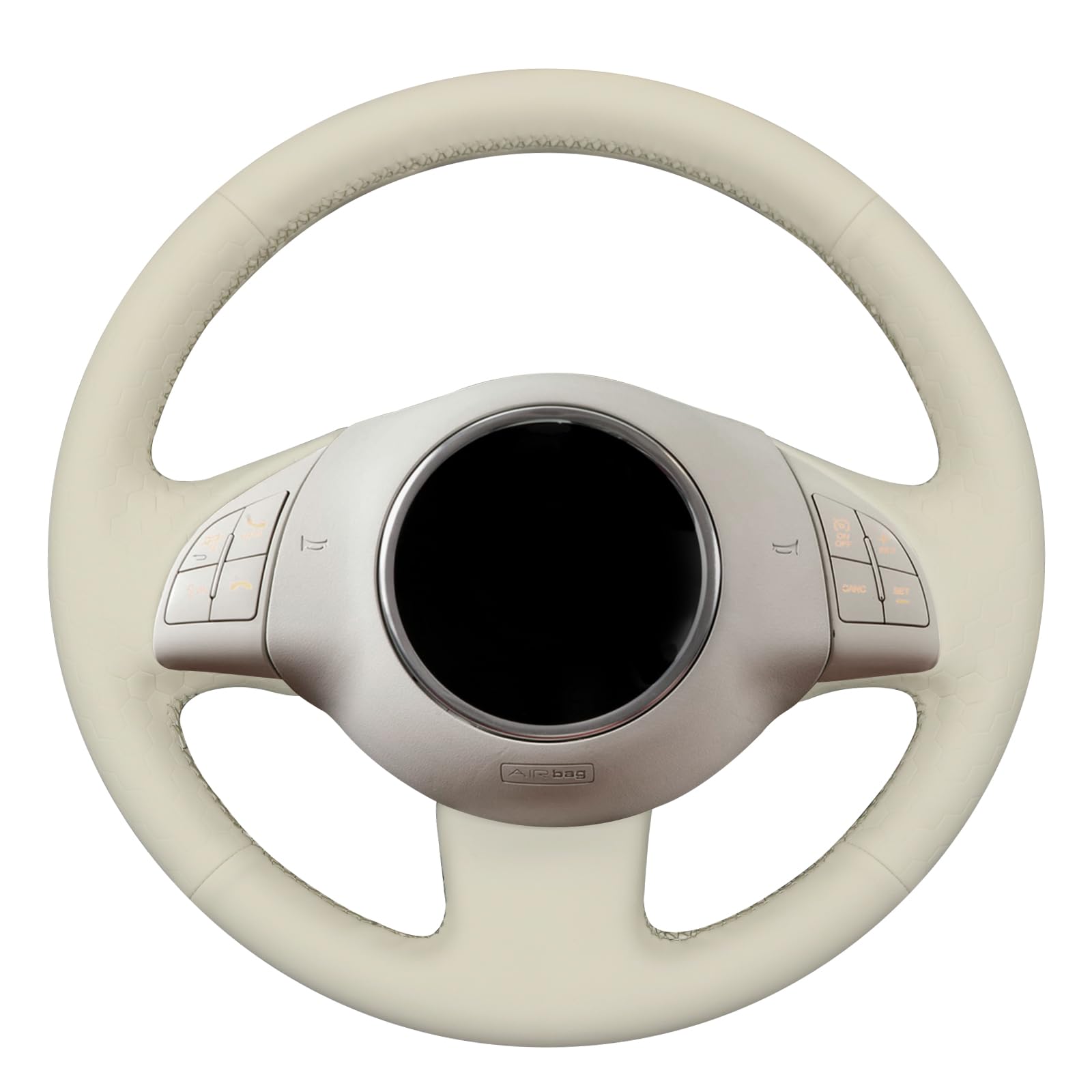 MEWANT Stitch Beige - Coprivolante in similpelle morbida goffrata per Fiat 500 2007-2015 / 500e 2014-2018 / 500C 2014-2017