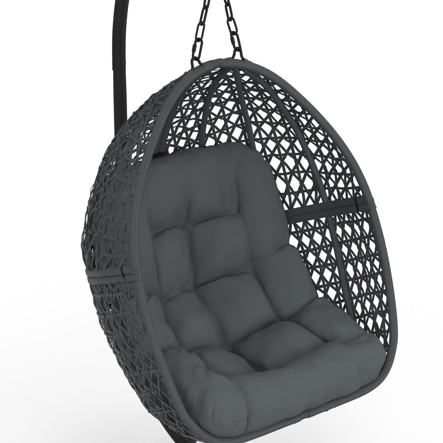 IDMarket - Fauteuil Lune Suspendu ajouré Effet rotin avec Coussin Gris