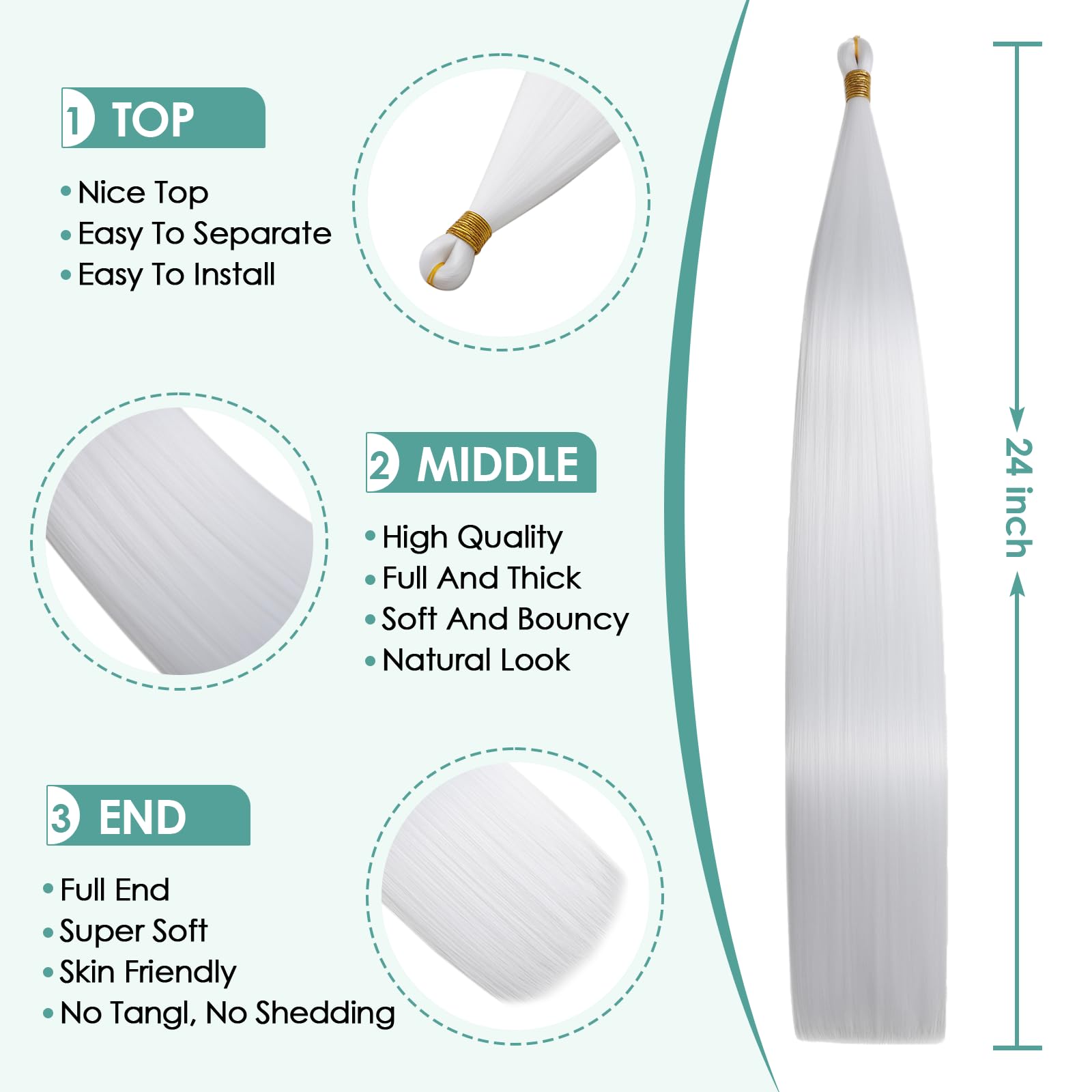 Locescsoc 28 Inch Straight Hair Extensions 150g 3 Packs Bone Straight Braiding Hair - Image 3