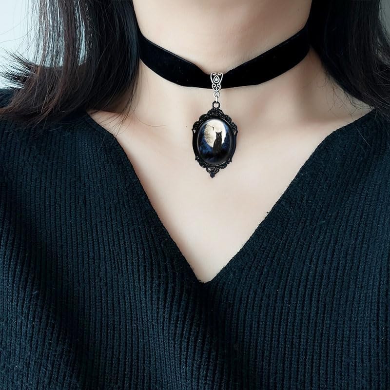 ONLYJUMP Gothic Halloween Earrings and Necklace Set Gothic Halloween Black Cat Earrings black Velvet Choker Necklaces Goth Pumpkin Earring Vintage Jewelry Gift - Image 5