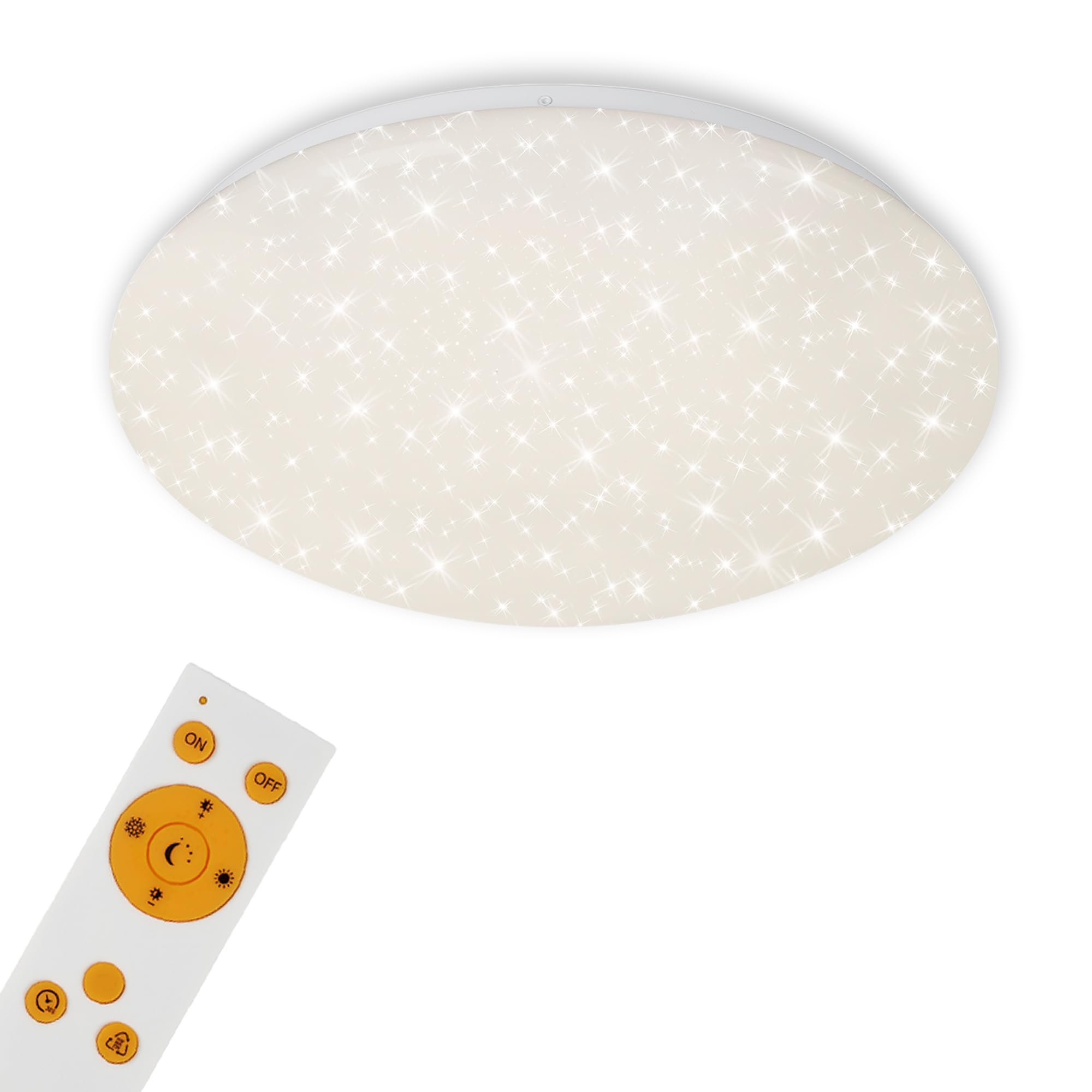 Briloner Plafoniera a LED da soffitto, Dimmerabile, stelle, regolazione della temperatura di colore con telecomando, 22 W, 2200 lumen, da 3000 a 6500 K, 38 cm, da bianco freddo a bianco caldo