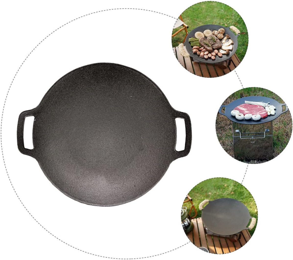 Outdoor Cast Iron Grill Pan Versatile Bbq Tray for Camping Home Use for Korean Bbq Even Heat Distribution Sturdy Design for Meat Vegetables