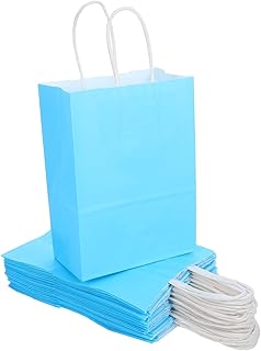 ARTSEWPLY 25 Piezas Papel con Asas para Regalo Color Azul Pequeño Kraft Resistente para Fiestas Dulces Pasteles y Embalaje para Llevar Paquete de Unidades