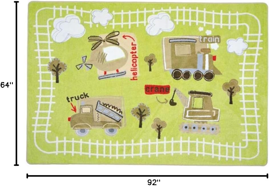 Joy Carpets Kid Essentials Infants & Toddlers Big Machines Rug, Multicolored, 5'4" x 7'8"