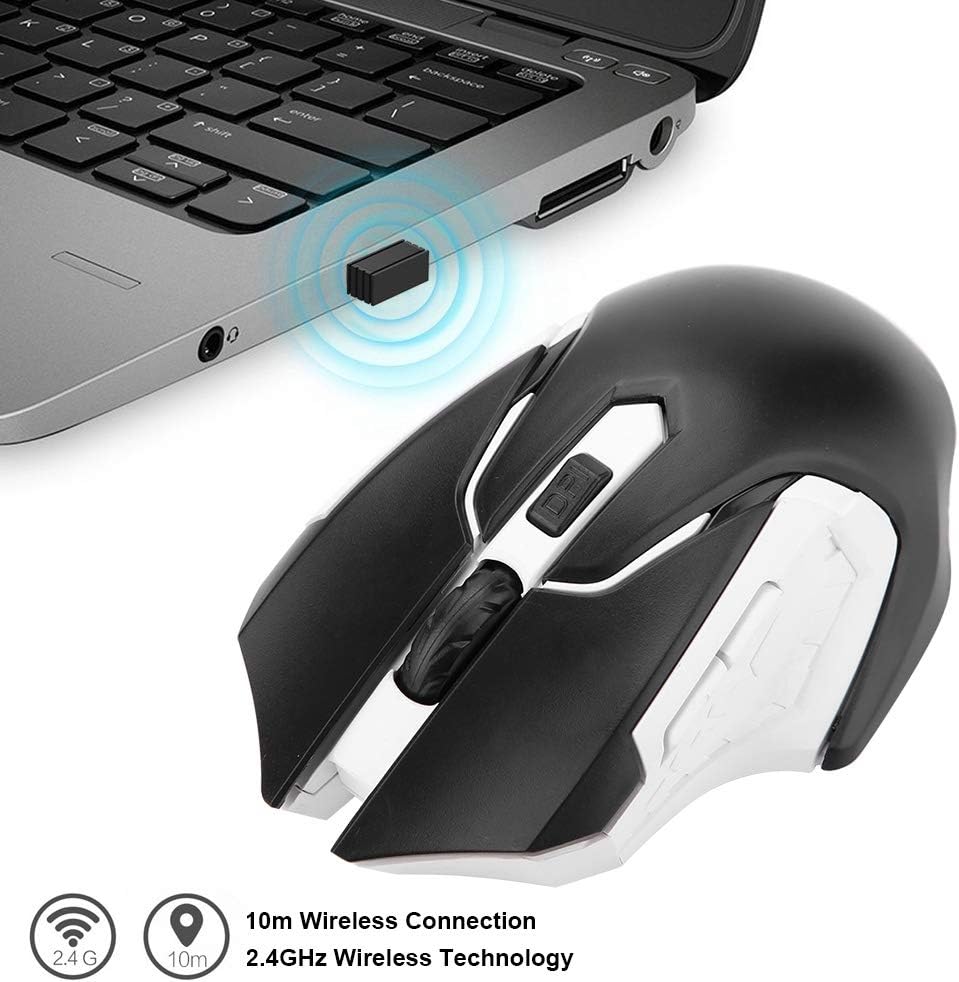 Gaming Mouse, Rechargeable Slim Silent Mouse, 2.4G Computer Mouse with USB Receiver, 1200DPI, Optical Mouse for PC, Laptop, Computer and Desktop, Battery Time (Black)