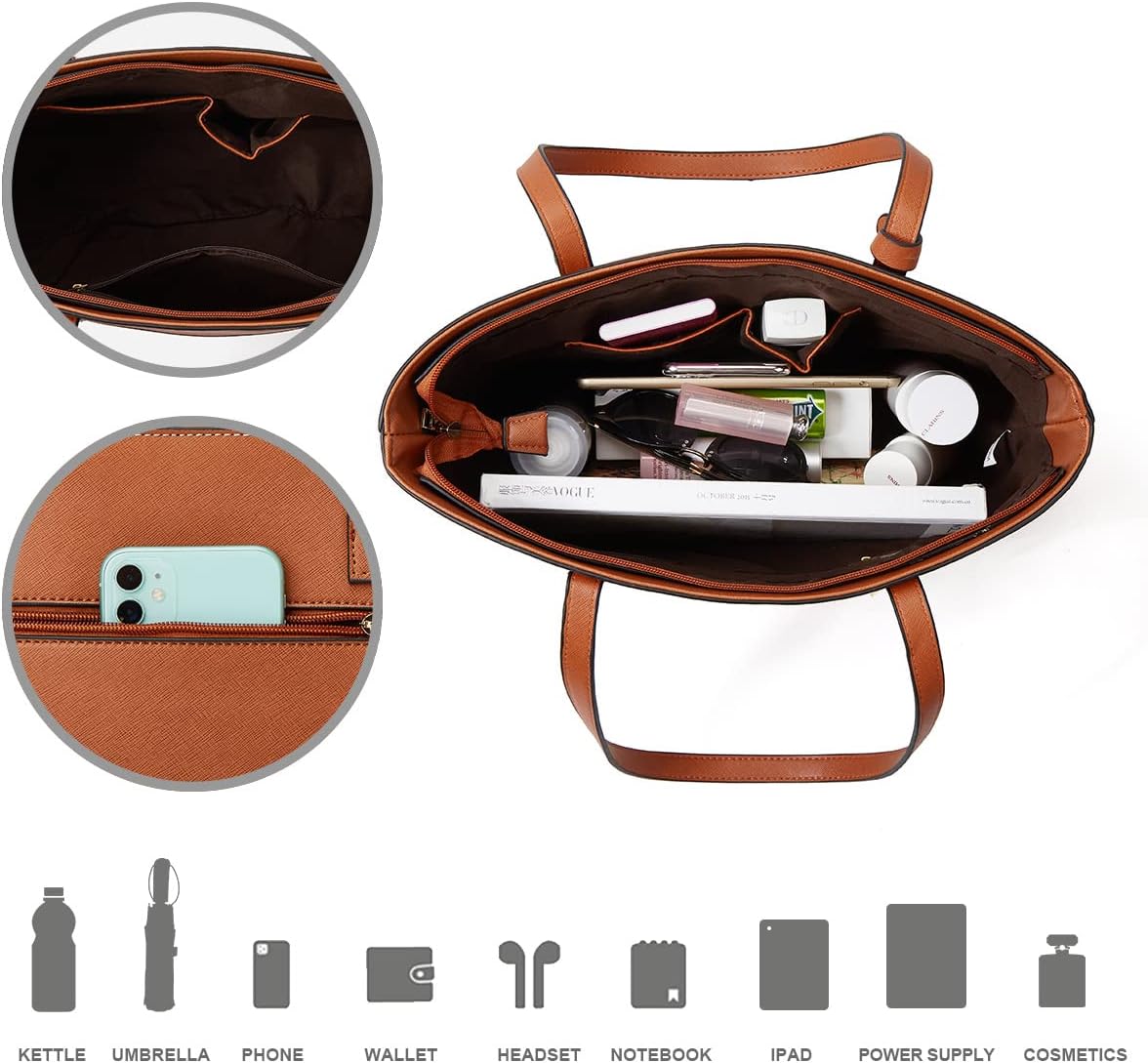 Women Fashion Handbags Wallet Tote Bag Shoulder Bag Top Handle Satchel Purse Set 4pcs - Image 7