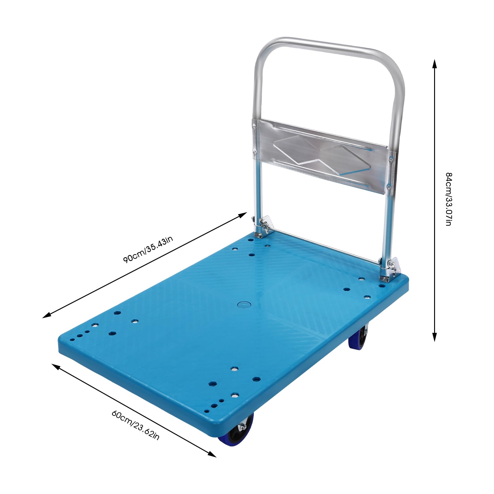 Wózek platformowy, wózek transportowy, składany, do 300 kg, wózek składany z 4 kółkami i platformą 90 x 60 cm, składany wózek ręczny do magazynu, supermarketu, warsztatu, przemysłu, gospodarstwa
