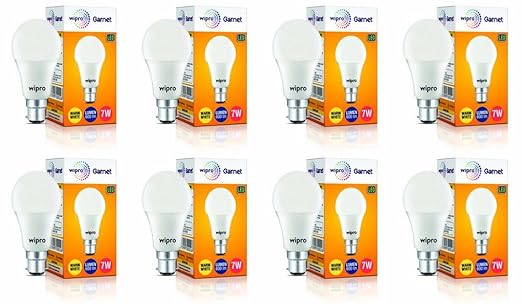 wipro Garnet Base B22D 7-Watt Led Bulb (Pack Of 8, Warm White) at Rs. 478