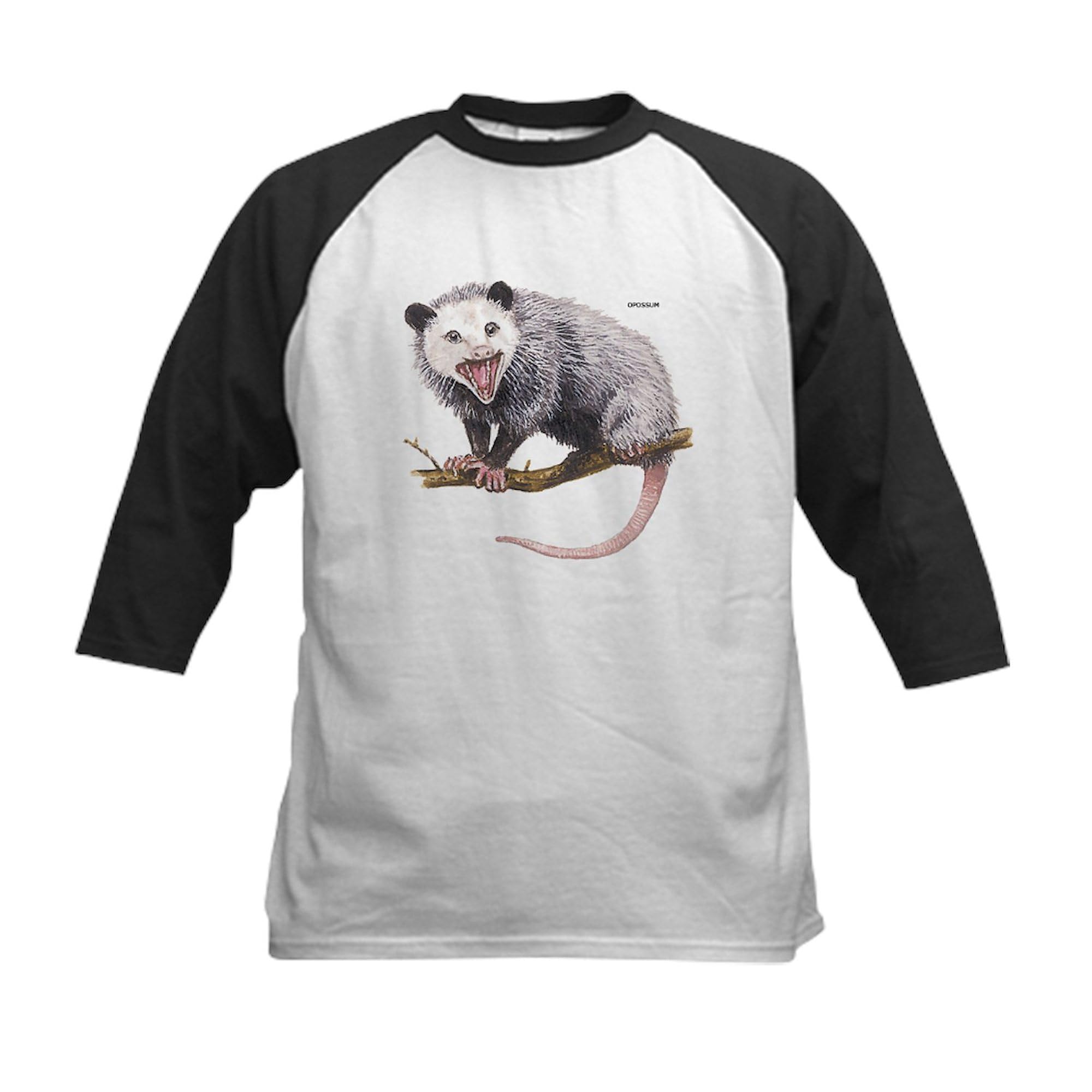 CafePress Opossum Possum Animal Kids Baseball Jersey Kids Cotton Baseball Jersey, 3/4 Raglan Sleeve Shirt Black/White