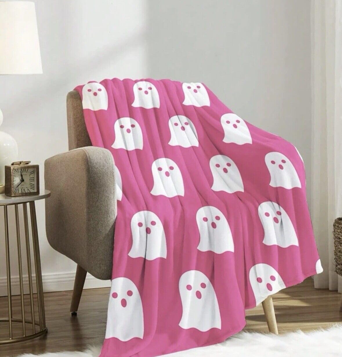 Halloween Viral Pink Ghost Blanket