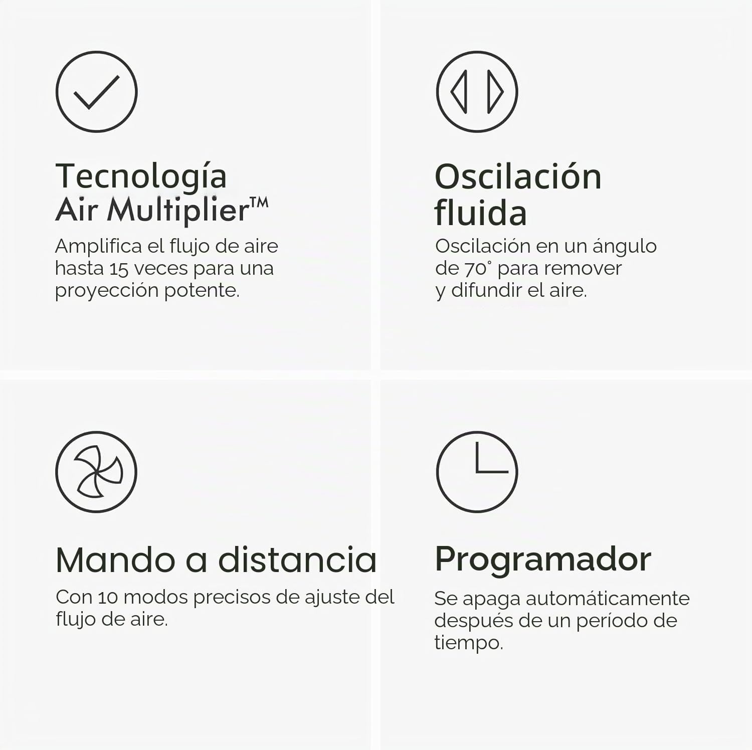 Dyson Cool AM07 - Ventilador de pie para dormitorio, mando a distancia, 100 cm, 9 horas temporizador, silencioso, 48 dB, ahorro de energía, blanco/plateado