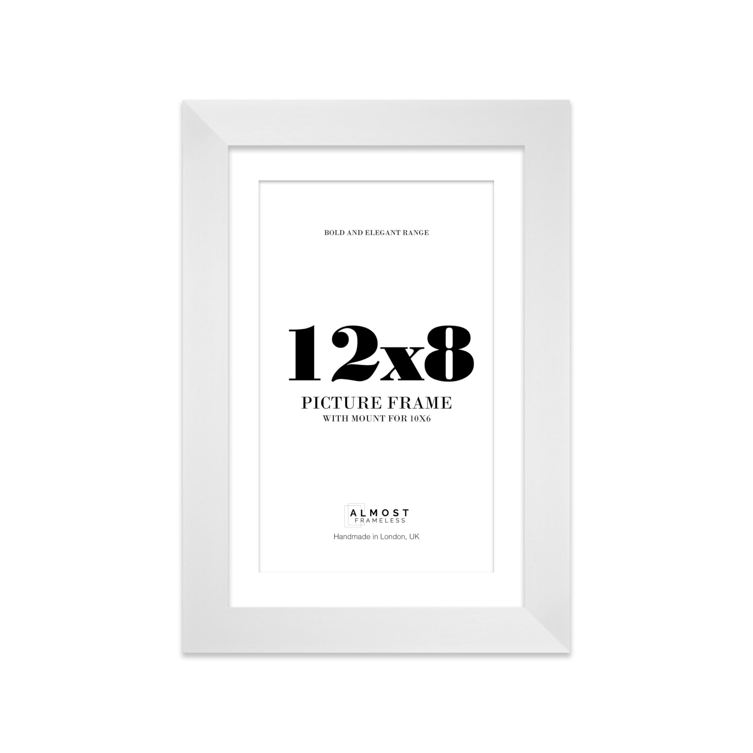 12x8 White Frame With Mount for 10x6 Pictures 28mm Edge Portrait and Landscape Display with Wall Hooks and Kickstand, 1 Pack