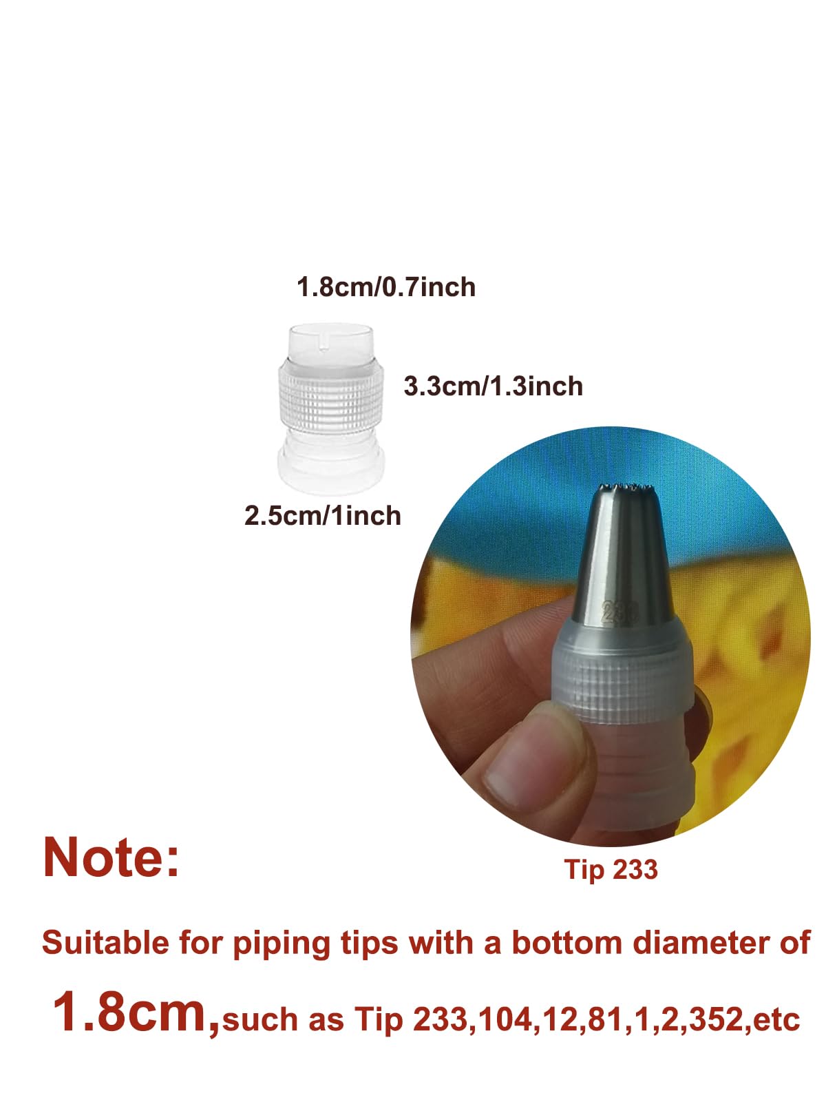 Piping Tip Kupplungen für Spritztüllen, Standard-Kupplungen für kleine Dekorations- und Füllspitzen, 12 Stück, Weiß, Kunststoff, Rund
