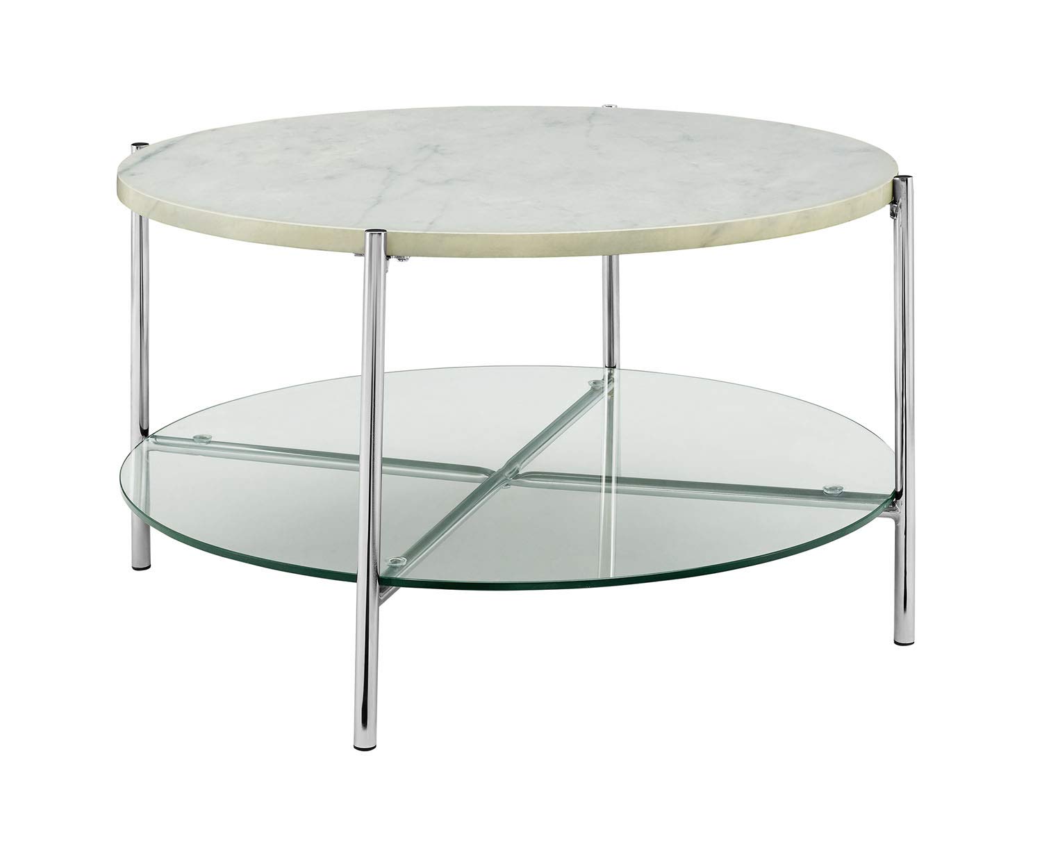 Buy Walker Edison Blaine Mid Century Modern Marble and Glass Round