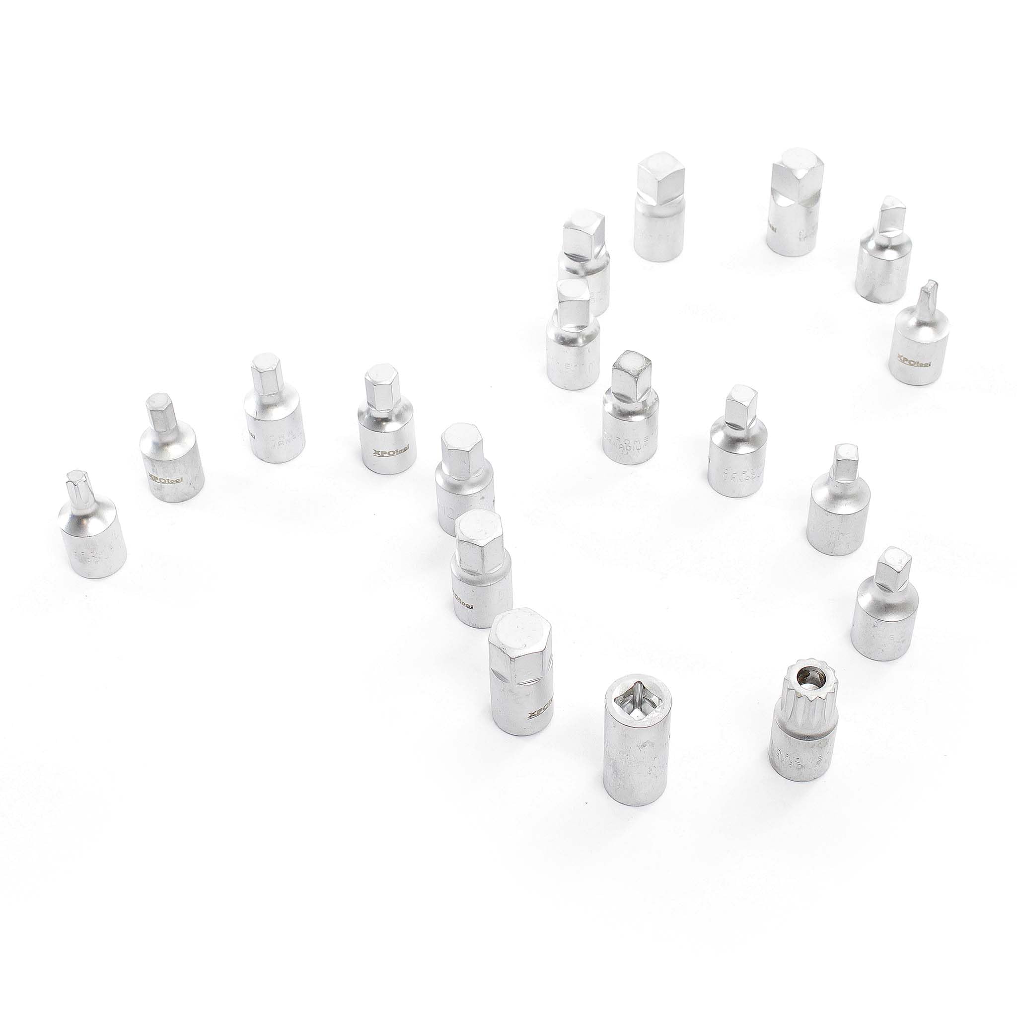 XPOtool Set Clés de vidange 18 pièces Cliquet 3/8" Vis Adaptateur Embout Entretien Huile Automobile