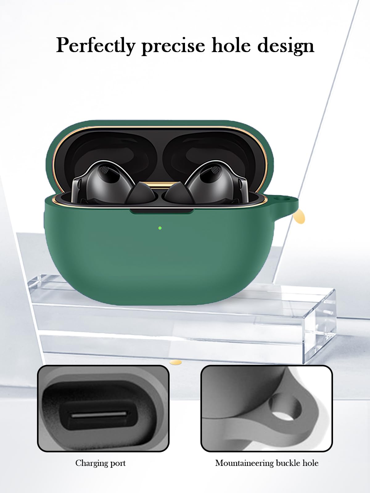 Funda para Huawei FreeBuds Pro 4, suave protección, funda de silicona BOVUGAC con llavero, kit de limpieza y cordón, color verde