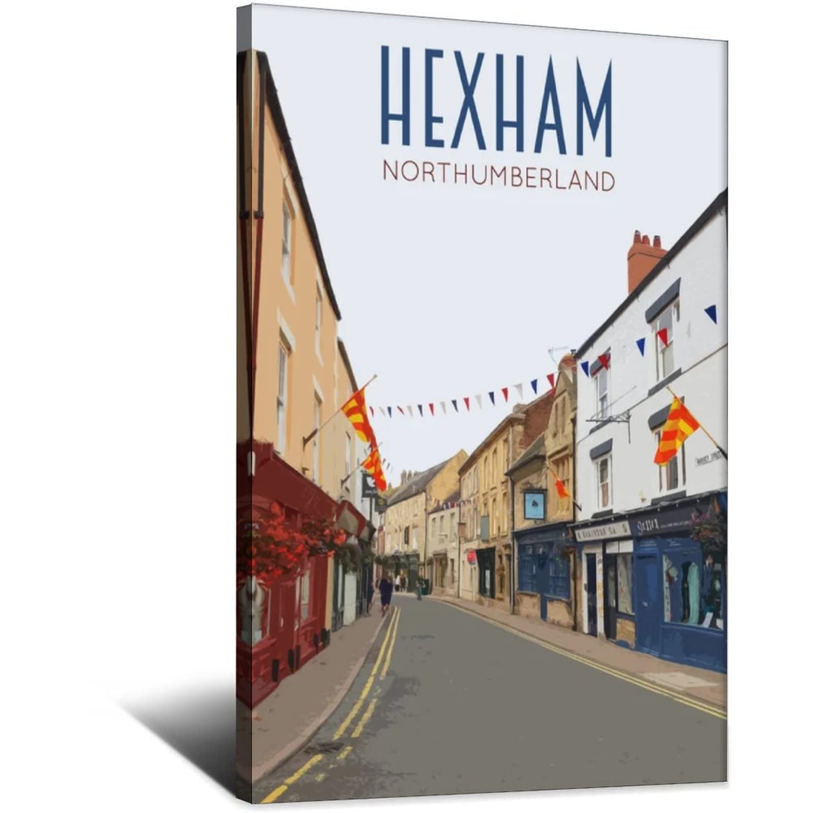 WOTDKG Metal Tin Sign England Northumberland Hexham Town Street Vintage Travel Tin Sign Rustic Decor Cave Coffee Shop Bar Bedroom Home Wall Decor Tin Sign 20x30CM