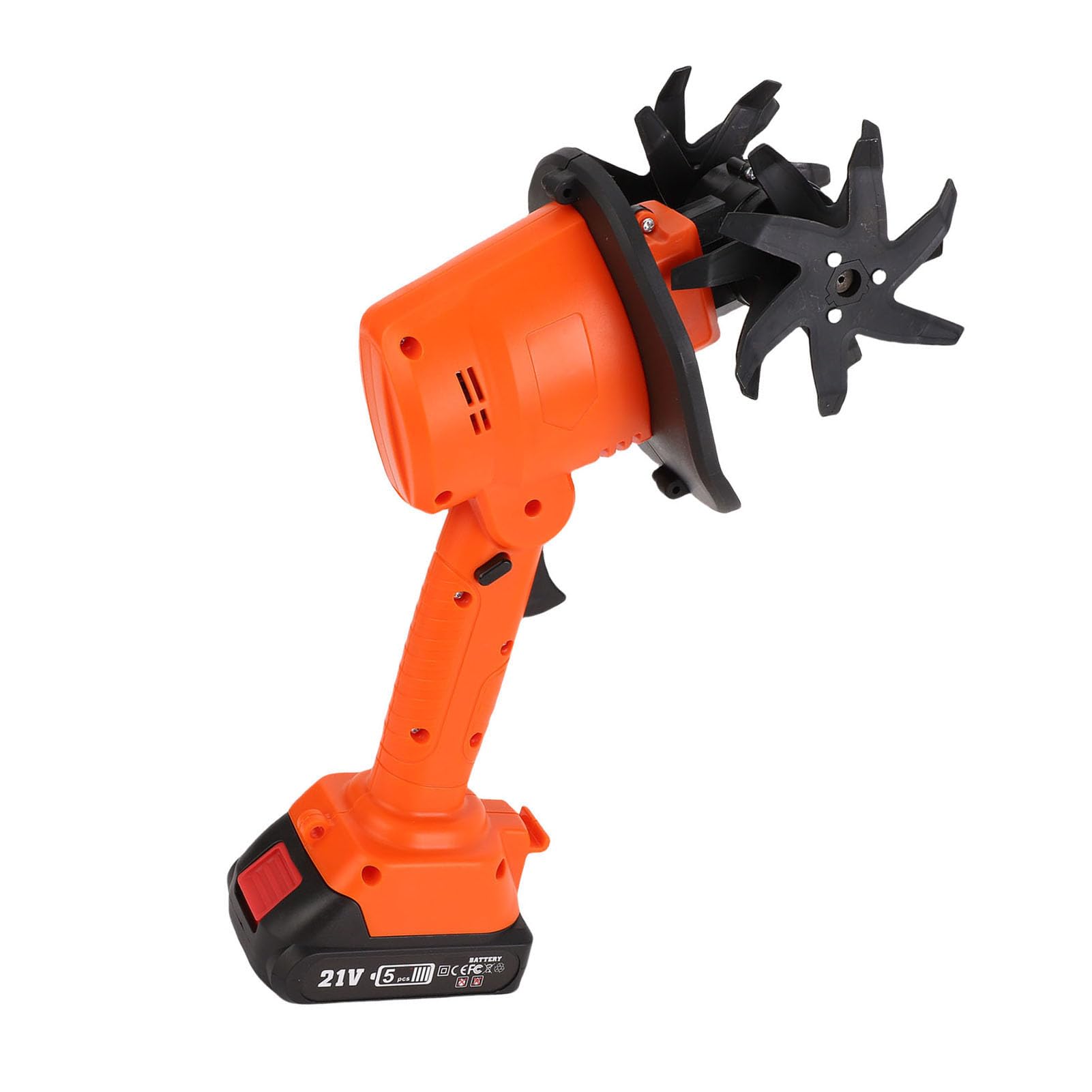 LiebeWH Motozappa Elettrica Portatile per Coltivatore da Giardino Senza Fili con 4 Lame in Acciaio Al Manganese Batteria da 1,5 Ah per Serra da Giardino All'aperto (Spina europea)