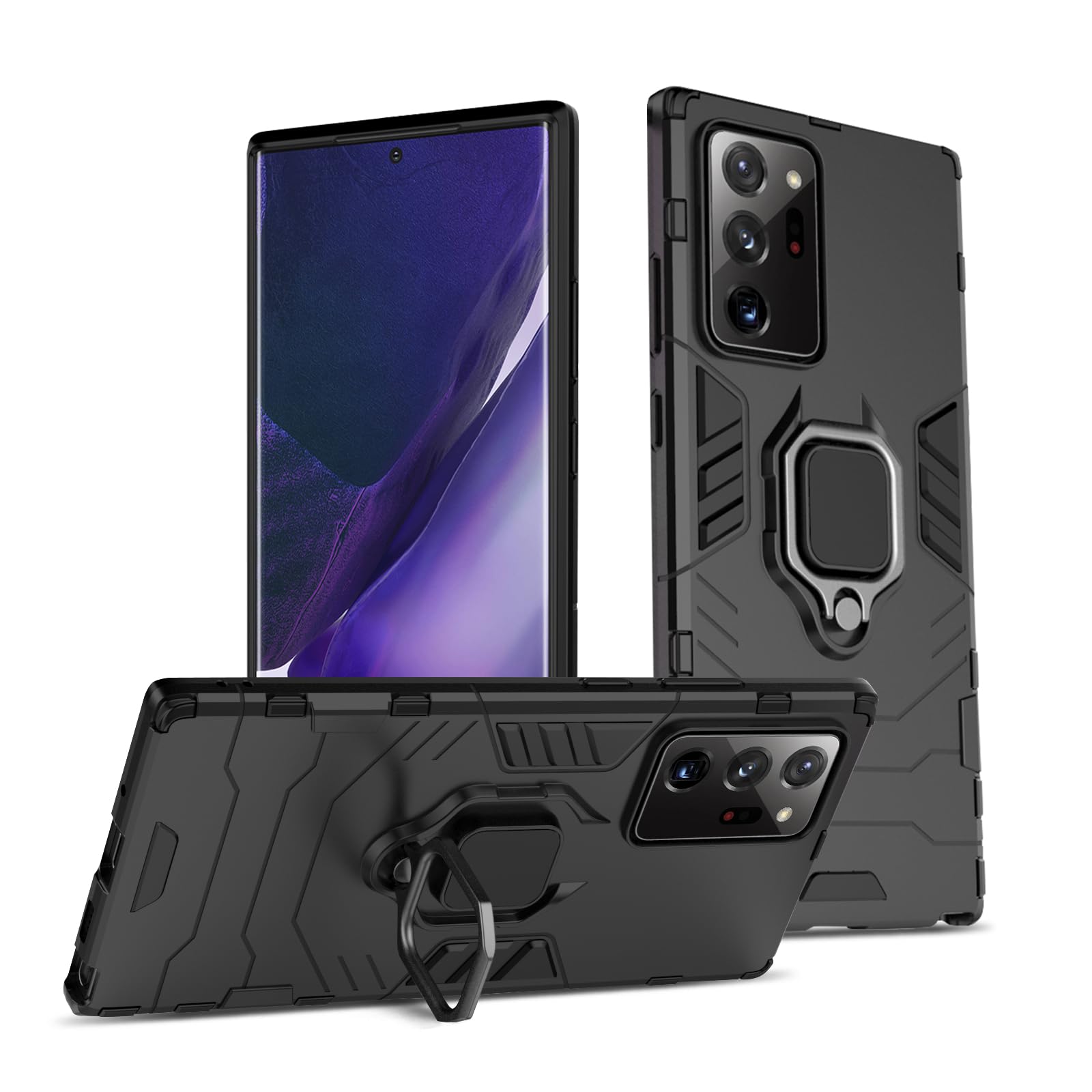 Funda para Samsung Galaxy A13 4G con Cristal Templado Protector Pantalla, Carcasa Antigolpes con Soporte anular metálico, Case Protectora de Grado Militar, Negro — view 56