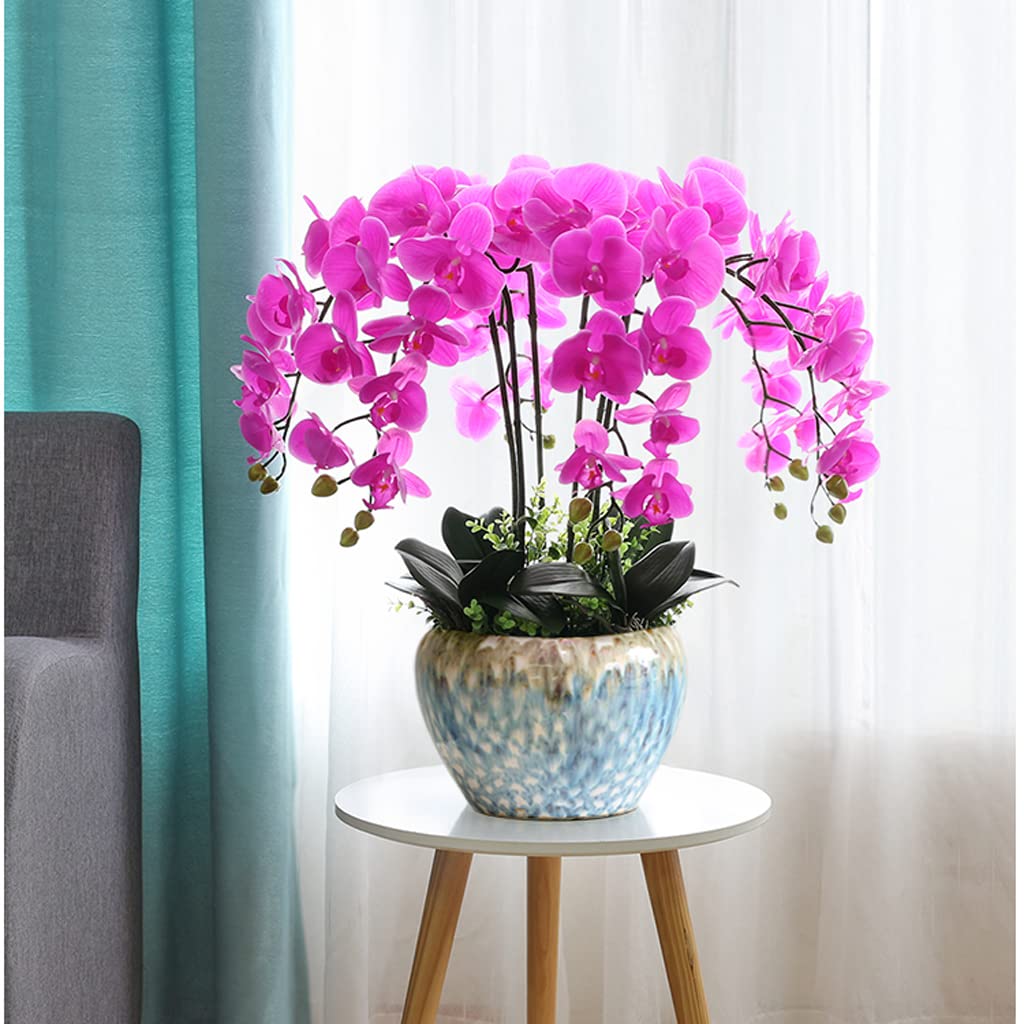 Sztuczna Orchidea Motyla W Ceramicznym Wazonie. Fałszywa Kompozycja Kwiatowa Phalaenopsis Z Wazonem. Sztuczna Orchidea Bonsai Do Biura.