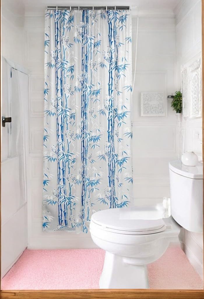 CASA-NEST Self Lining Shower/PARTITION Curtain for Rooms and Bathroom,Size 7ft 54X84 INCHES,Color-Blue Multi,Waterproof Tulip007
