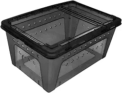 Terrário para répteis, gaiola para répteis, abertura dupla, tanque resistente para tartarugas, sapos, aranhas, tartarugas, grilos e lagartos, Preto