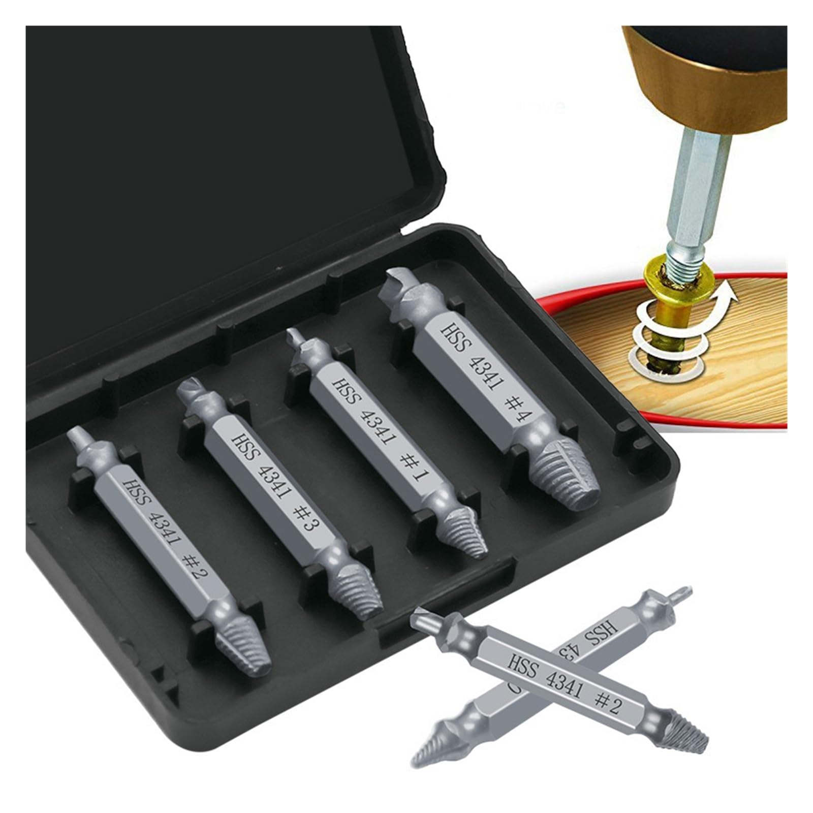 Lot de 6 Tournevis endommagés, extracteur de vis cassées Double Face, Goujon, extracteur de Foret Central, Retrait de Foret Central (Couleur : 1 Jeu)