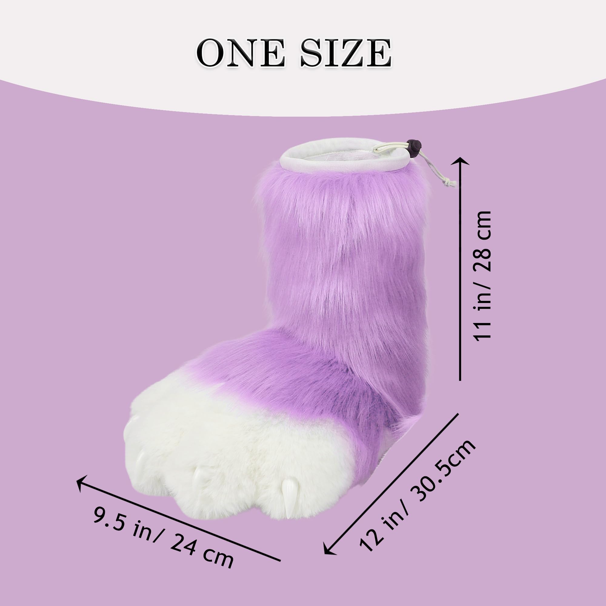 ZFKJERS Cosplay Animal Cat Plastic Claws for Fursuit Feet Paw Shoes Furry Paw Slippers Adults Costume Accessories Set (Purple) - Image 3