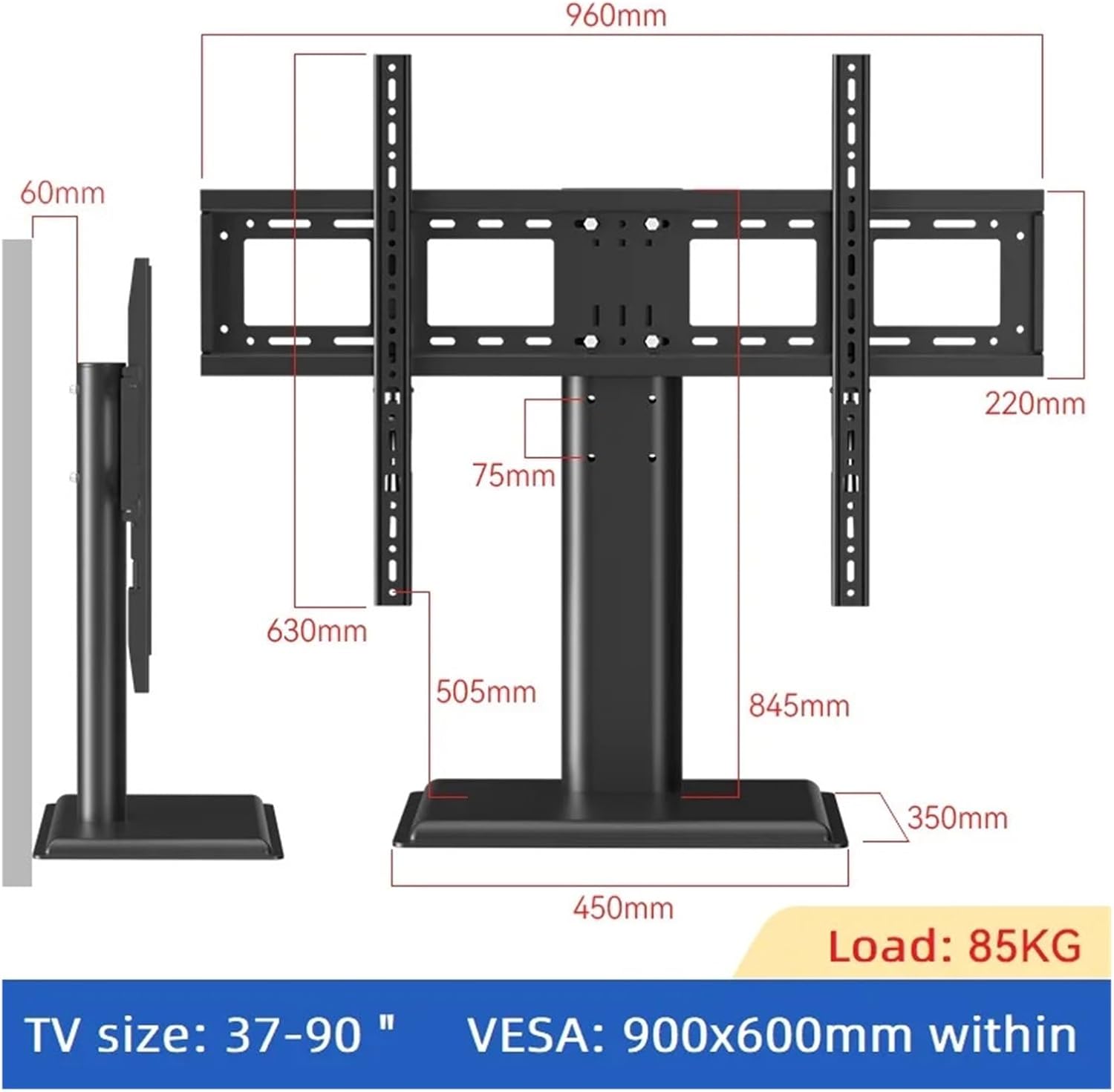 tv wall Mount, 37"-90" Desktop TV Mount Stand Base Plasma LCD Screen Height Adjustable Monitor Arm PC Bracket Support Vertical Screen,Easy Install