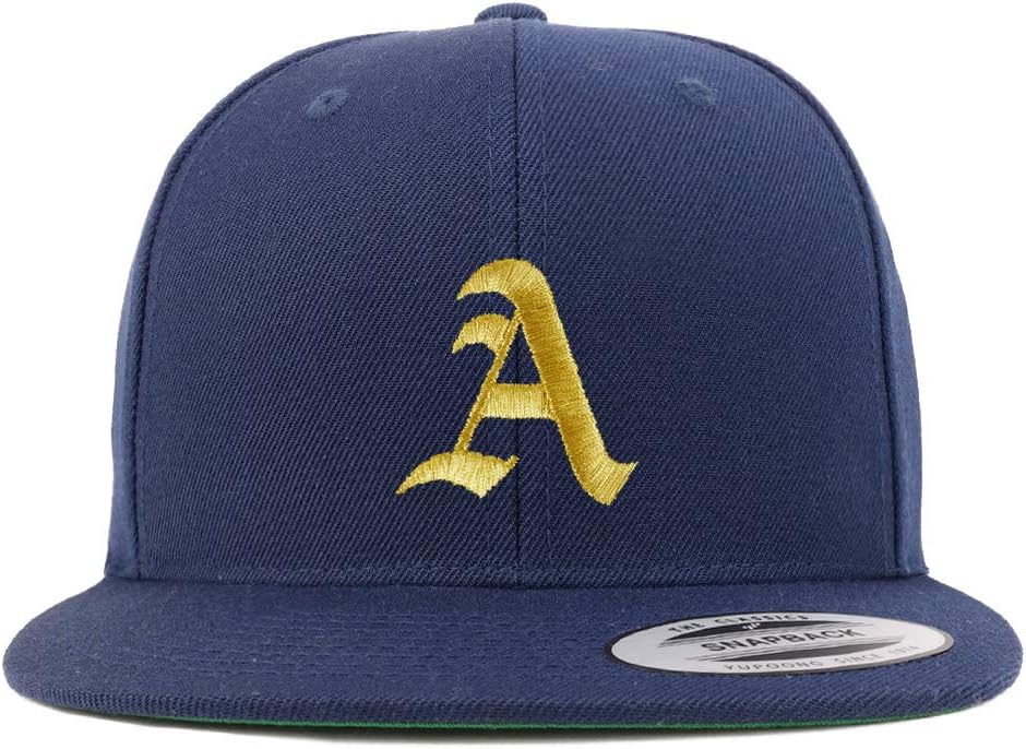 Trendy Apparel Shop Old English Gold A Embroidered Snapback Flatbill Baseball Cap