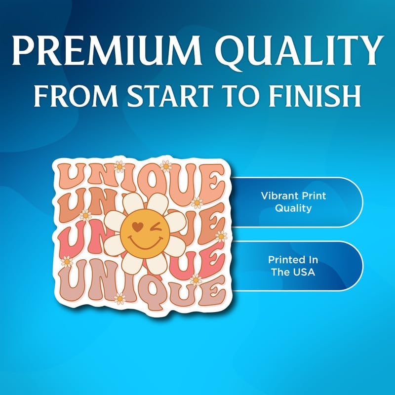Miniatura 3 de Unique - Calcomanías de autoestima positiva con diseño de margaritas de cara sonriente, paquete de 2 calcomanías de vinilo de alta calidad, 5