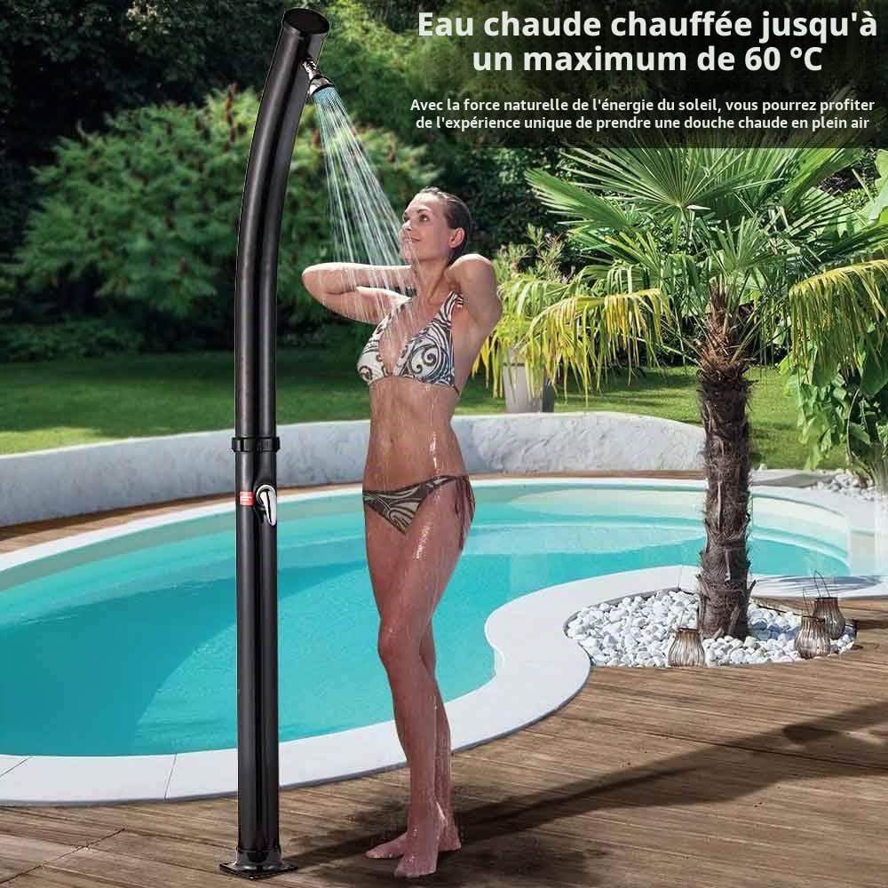BAKAJI Douche Solaire pour Jardin, Piscine, extérieur, Camping, réservoir 20 l avec pommeau réglable, mélangeur d'eau Chaude, raccord Tuyau de Jardin, Dimensions 214 x 11,5 x 11,5 cm