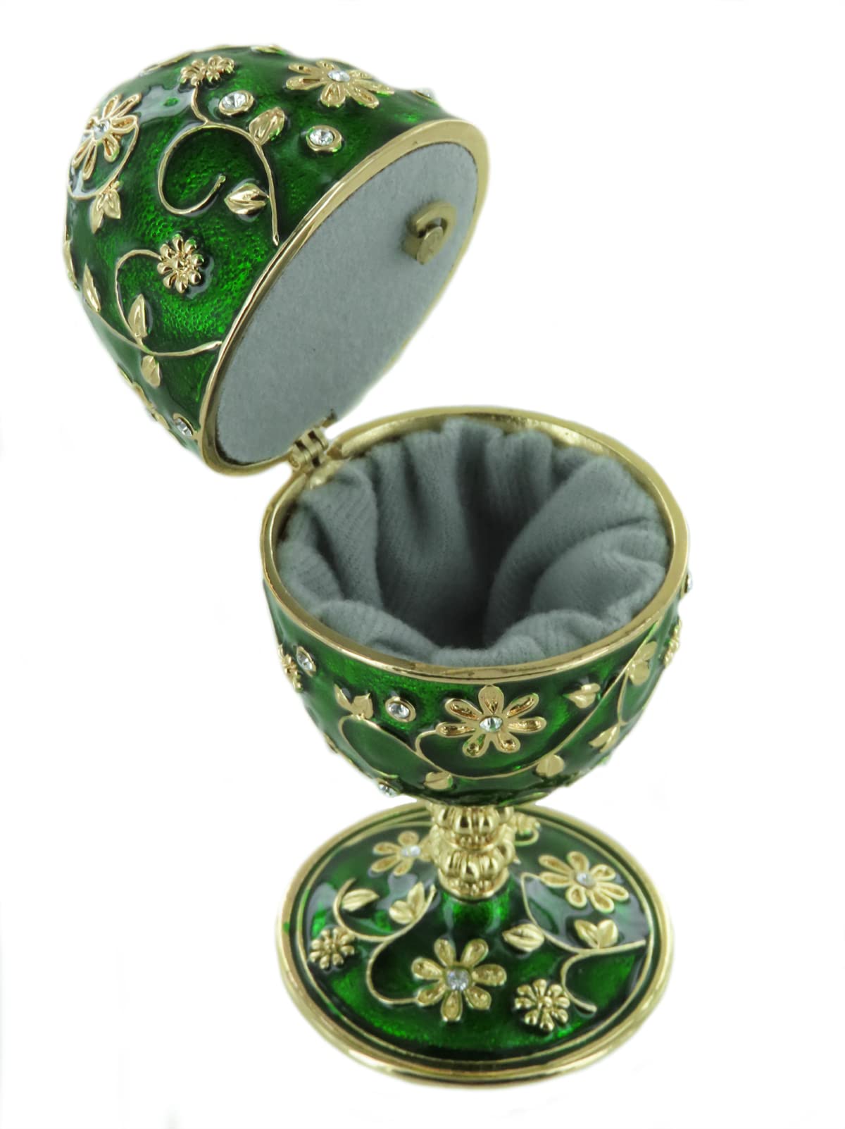 Lutèce Créations Musikalisches Ei/Schmuckei im Fabergé-Stil aus Metall mit Spieluhr, Vergoldungen, Strasssteinen und 18-Ton-Federspielwerk - Blumenwalzer (P. I. Tschaikowski)
