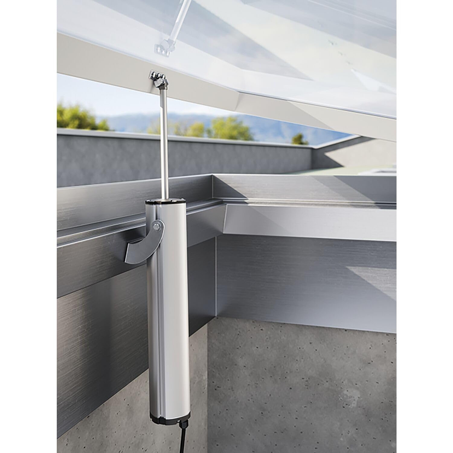 COMUNELLO Abreventanas con accionamiento de husillo Fast 50 230 V, carrera de 300 mm, aluminio gris