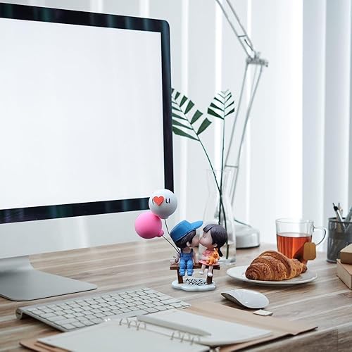 Miniatura 8 de Decoración de coche de pareja de dibujos animados, lindos adornos para parejas, accesorios de decoración interior de automóvil con globo para