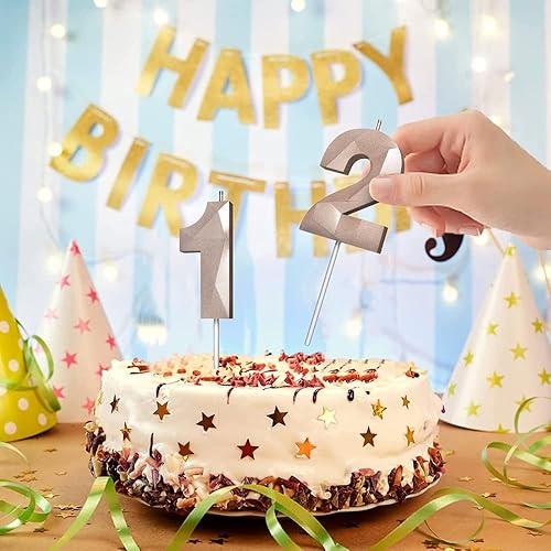 Miniatura 16 de Velas de cumpleaños con número (4 velas rojas) 3D con forma de diamante número Happy Birthday Cake Velas para fiesta de cumpleaños, boda, decoración