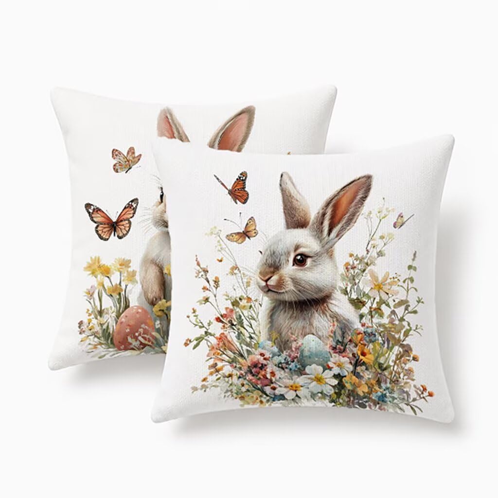 Housses de coussin 60x60cm lot de 2 lin blanc imperméable pour canapé et jardin
