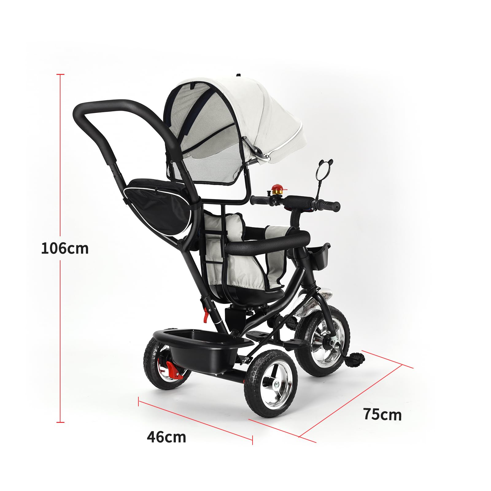 5 en 1 Tricycle Bébé Évolutif,Draisienne Évolutif,Trike Bebe,Velo Poussette Bebe Évolutif,Velo Enfant 5 Ans,De 6 Mois,Pliable,Facile À Plier,Accessoires Pratiques