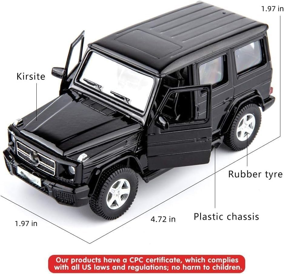 Image of PLUSPOINT Diecast 1:36 Scale Benz G63 Model Car Pull Back Action G Wagon Vehicle Alloy Simulation Supercar with Openable Doors Lights and Sound Toy for Kids and Collectors for Play & Display Gift 3+